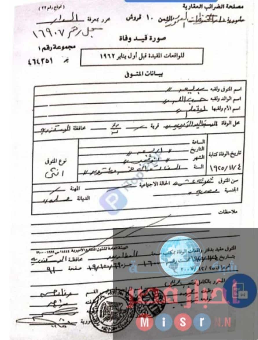 شهاده وفاه بديعة